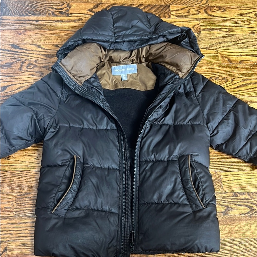 Michael Kors  Black and Brown Puffer Jacket with Hood size 5/6